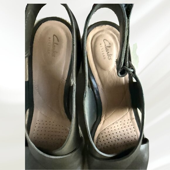 Clarks Palm Glow Olive Green Wedge Sandals Size 9 - Picture 13 of 16